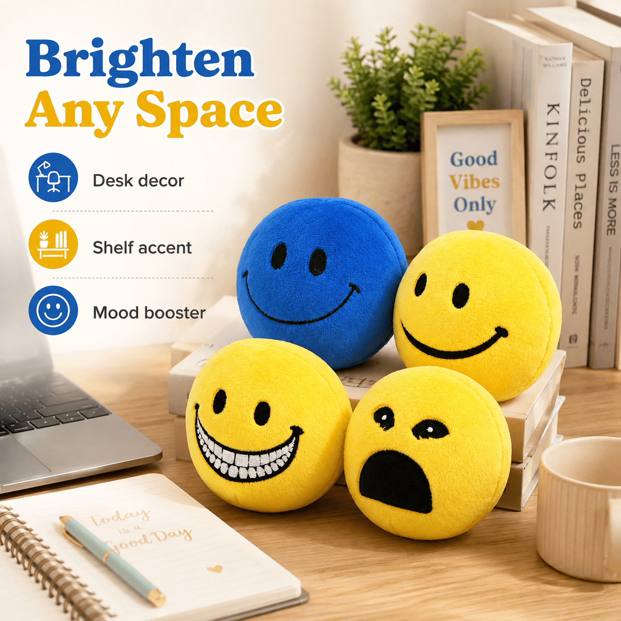 Verity Plush Stress Ball Set, 4-Pack Creepy Emoticon Squeezies | 10cm Soft Sponge-Filled Pocket Fidget, Horror Story Desk Shelf Decor, Compact Teen Adult Collector Gift