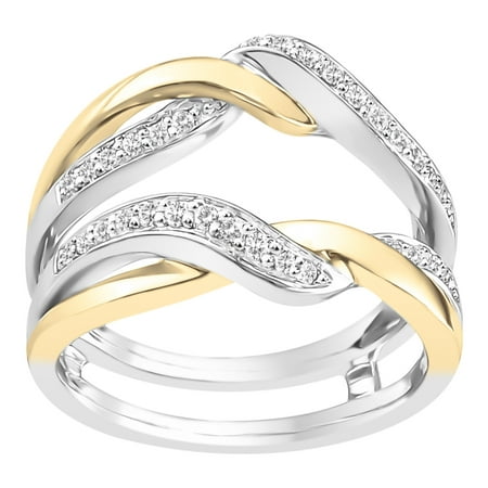 Diamond Ring Wrap Guard Insert - Boston Bay Diamonds 14K White & Yellow Two-Tone Gold 1/4ct TDW Diamond Ring Guard Wrap