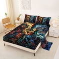 thumbnail image 2 of Feelyou Yin Yang Dragon Bed Sheets for Boys, Boho Tribal Animal King Sheets, Red Blue, 4pcs, 2 of 5