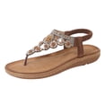 thumbnail image 1 of Kcodviy Ladies Strap Flat Sandals for Women with Arch Support Summer Boho Rhinestone Dress Womens Sandals Size 9 Shoes Comfort Open Toe Elastic Ankle Strap Strapless Sandals Roman Sandals, 1 of 8