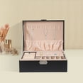 thumbnail image 3 of Small Jewelry Box Necklace Ring Storage Organizer Case Double Layer Travel Box, 3 of 12