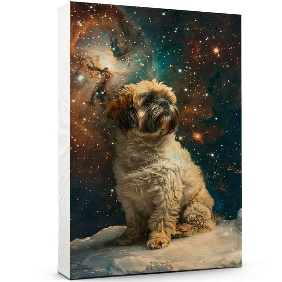 Shih Tzu Dog Wall Art, Dog with Space Starry Night : Pet Puppy Posters for Bedroom 8"x12" Funny Bathroom Wall Art Decor for dog lovers