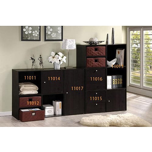 Furinno 11013EX Hidup Tropika Eco Modular Open Cube Tall Storage with Shelf, Espresso