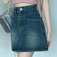 thumbnail image 7 of JIKNTTR Women's Mini Skirts Jean Skorts For Woman High Waisted Trendy Slit Stretchy Denim Skirt With Shorts Casual Summer Skorts Skirts Relaxed Fit Jean Shorts, 7 of 7