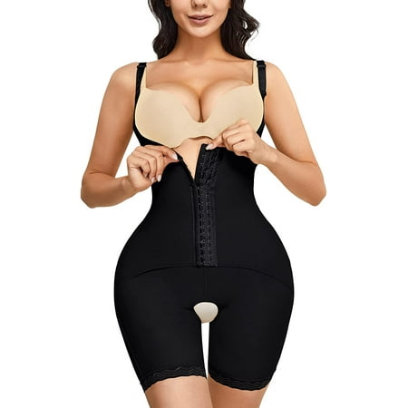 

Molutan Shaper Bodysuit for Women High Waist Double Tummy Control Shapewear Butt Lifter Fajas Waist Trainer Shorts(Black 2XL)