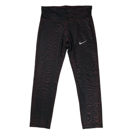 Nike Womens Dri-Fit Power Essential Crop Running Tight Pants Maroon/Black New (S)