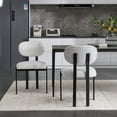 thumbnail image 2 of Modern Upholstered Boucle Dining Room Chairs Set of 2 with Stylish Black Metal Legs for Kitchen Decor, 2 of 16