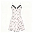 thumbnail image 6 of RoamHome Women's Cherry Print Mini Dress Lace Trim V Neck Spaghetti Strap Ribbed Bodycon Summer Casual, 6 of 6