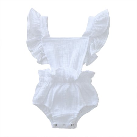 

Toddler Girl Clothes Ruffles Ruchesolid Romper Bodysuit Clothes