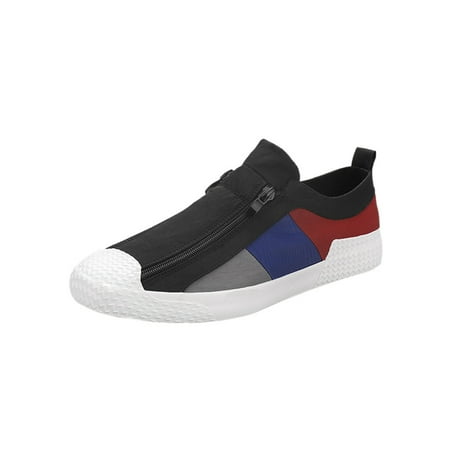 

Lacyhop Men Casual Sneaker Color Block Walking Shoe Zip Up Skate Shoes Driving Lightweight Flats Comfortable Flat Sneakers Black 8.5