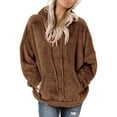 thumbnail image 2 of Loose Fit, Plush Sweatshirt with Drawstring Hood & Front Pocket, Ideal for Work, Sports, Daily Wear, Size M Fuzzy Brown Hoodie for Women, 2 of 6