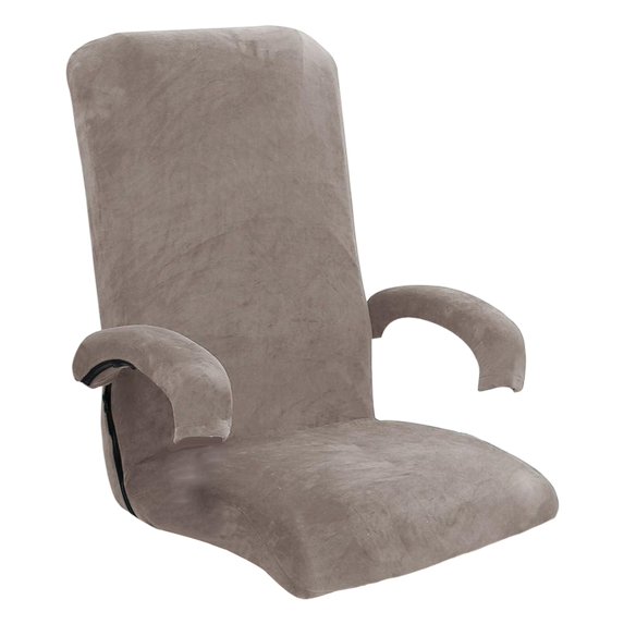 Velvet Swivel Computer Cover Slipcover Furniture Soft Dustproof Polyester Elastic Office Arm Cover for Computer , light brown