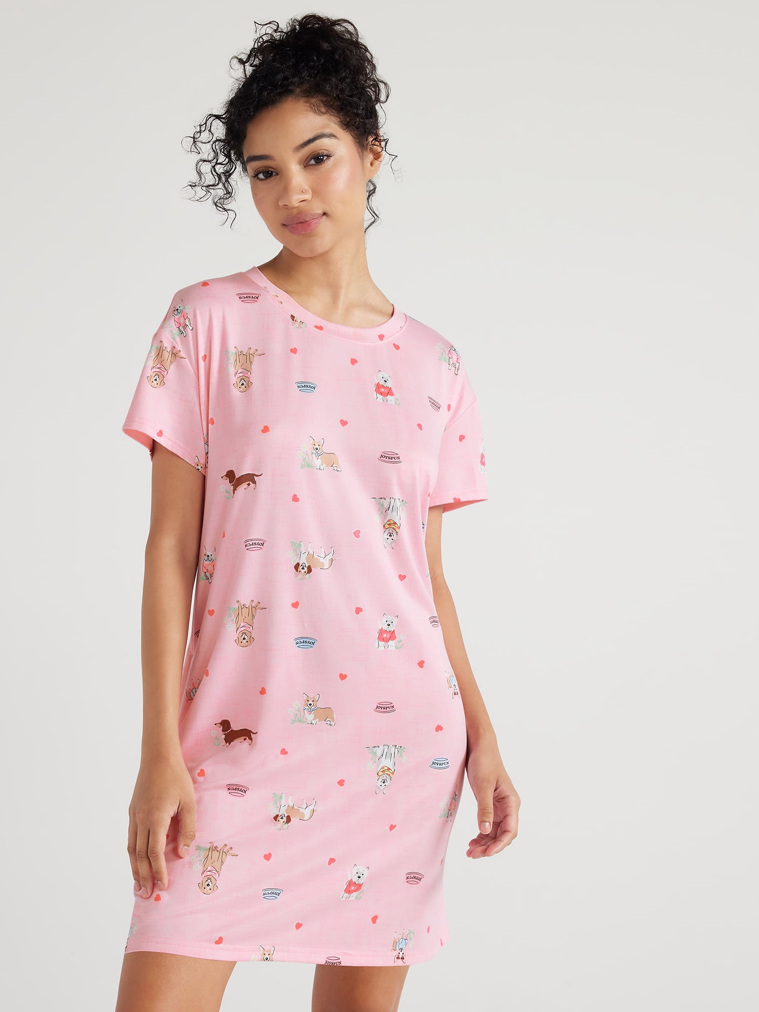 Joyspun Women's Short Sleeve Sleepshirt, Sizes S to 3X