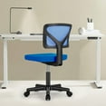 thumbnail image 6 of Armless Desk Chairs, Ergonomic Low Back Computer Chair No Arms, Adjustable Rolling Mesh Task Work Swivel Chairs with Wheels Work Vanity Chair for Small Spaces Home Bedroom Study, Blue, 6 of 14
