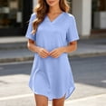 thumbnail image 5 of XIAONU V-Neck Nightgown for Women Hi-Low-Hem Bedroom Night Dresses, 5 of 7