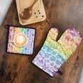 thumbnail image 5 of Pioneer Flower Kitchen Oven Mitt and Pot Holder Sets 2 Pcs for Baking, Cooking and Grilling, Heat Resistant Up To 392 °F, 5 of 7