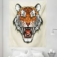 thumbnail image 1 of Tiger Tapestry, Angry Ready to Attack Beast with Sharp Fangs Jungle Animal Detailed Face of Hunter, Fabric Wall Hanging Decor for Bedroom Living Room Dorm, 5 Sizes, Orange Black, by Ambesonne, 1 of 1