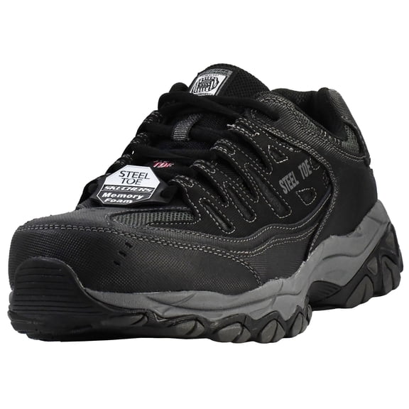 Skechers Cankton Steel Toe Work Shoes for Men, Relaxed-Fit with a Lace-Up Front