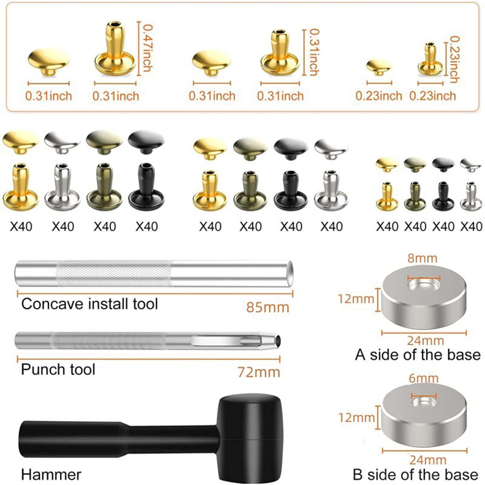 Leather Snap Fasteners 480 Set Screw Snap Buttons Press Studs with Tools Screw Snaps Press Button for Bracelets Crafting Jackets Bags
