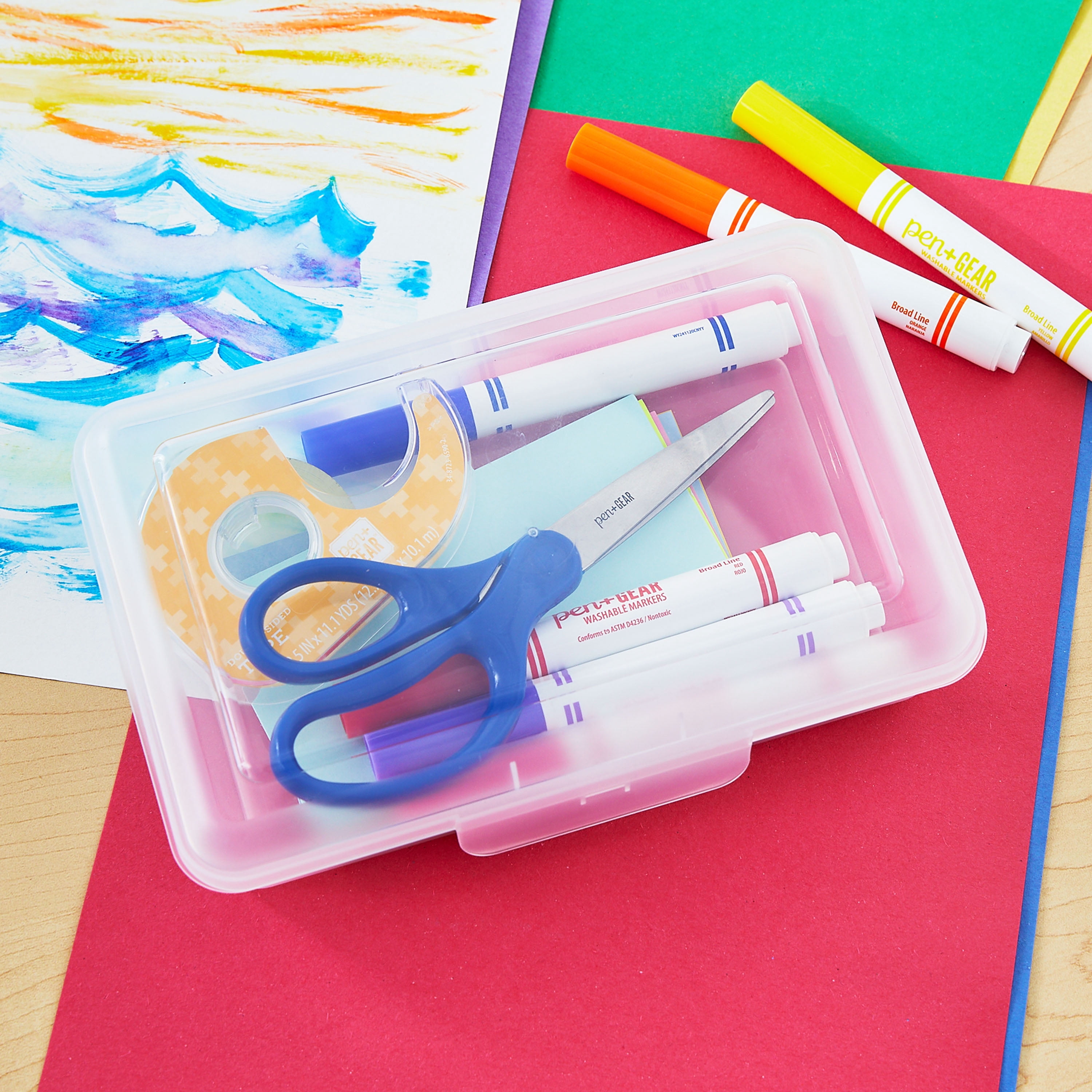 Pen+Gear Lightweight Plastic Pencil Box with Snap-on Lid, Clear, 1-Pack