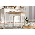 thumbnail image 5 of Gabrielle Traditional French Country Provincial Sand Velvet Fabric Upholstered  Wood Vanity Ottoman, 5 of 5