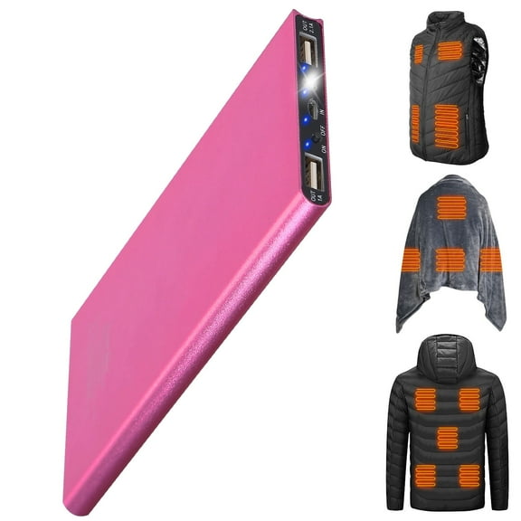 TeqHome 20000mAh Power Bank for Heated Vest Portable Charger 5V 2.1A Dual USB Ports Battery Pack for Heated Blanket Clothing Pink
