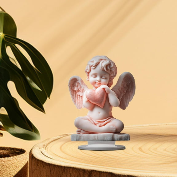 Fancyes Acrylic Angel Statue Figurine Collectible Sculpture Indoor Outdoor Home Decor Cherub Angel Decor for Holiday Dining Room Xmas