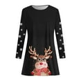 thumbnail image 4 of Womens Christmas Dress Christmas Party Dresses Christmas Womens Long Sleeve Crew Neck Deer Printed Soft Dress Fashion Party Swing Dress, 4 of 4