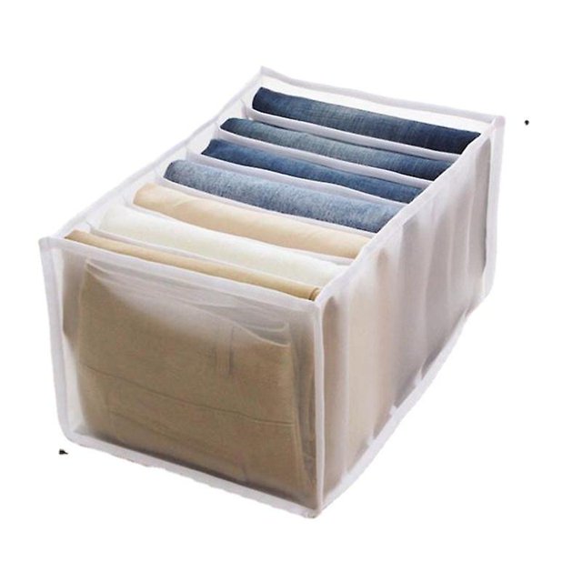 Caja de almacenamiento con compartimento para vaqueros, organizador de ropa, lavable, con 7 rejillas ZefeiWu 8390611547707