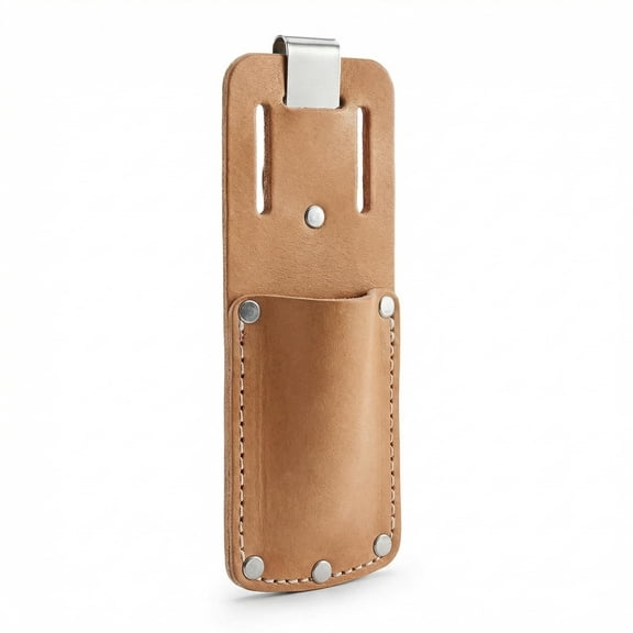 Leather Utility Knife Pouch with Metal Belt Clip, Heavy Duty Box Cutter Holster | 8" Professional Tool Sheath for Roofing & Carpet Knives, Universal Blade Holder