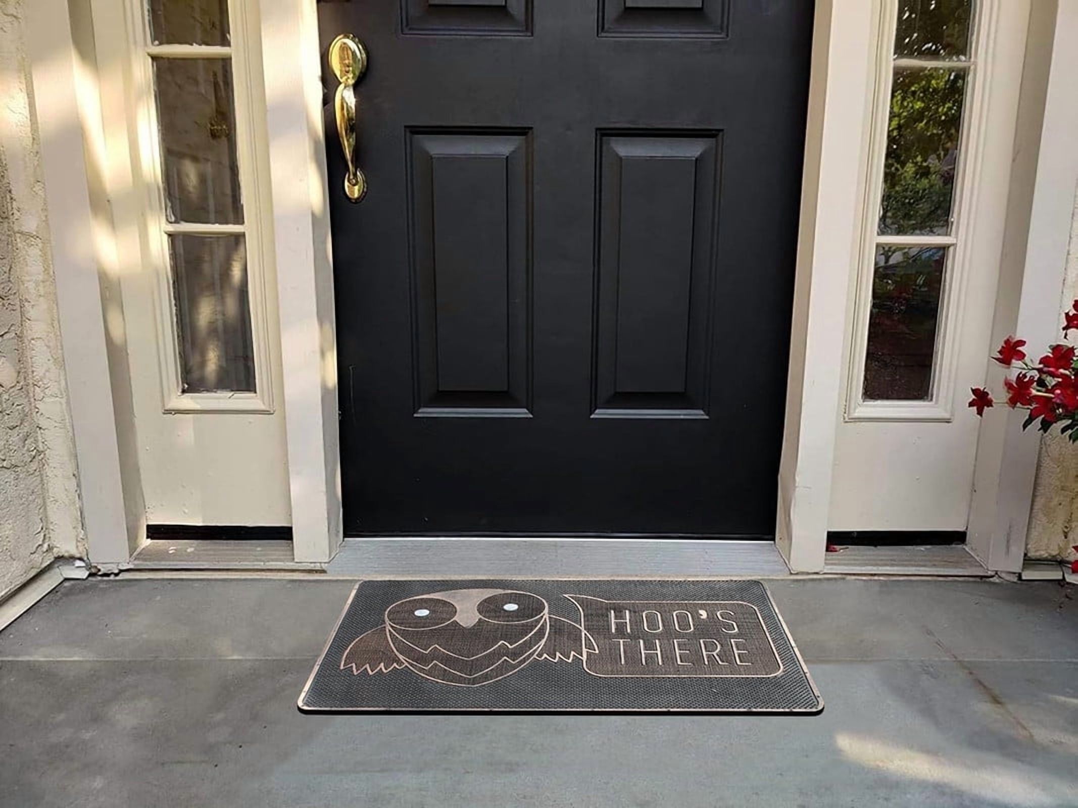 A1HC Rubber Pin Doormat for Outdoor Entrance, Owl Fun Designed Floor Mat, Front Door Indoor Outdoor Welcome Mats with Non-Slip Backing 18" X 30"