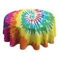 thumbnail image 4 of Colorful Tie Dye Pattern Round Tablecloth 60"x60",Wrinkle Wipeable Table Cloth for Kitchen Dining Room Picnic Patio Party, 4 of 6