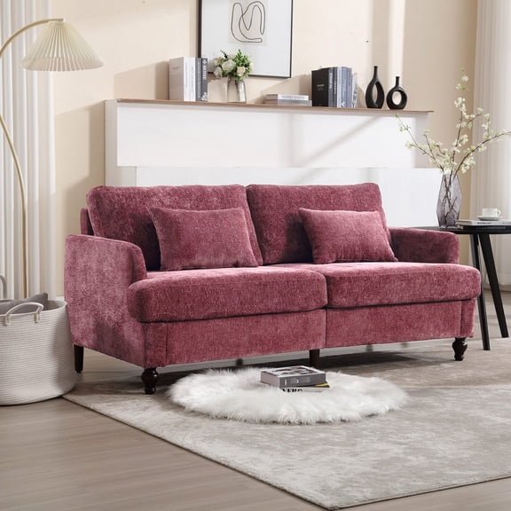 Modern Loveseat with Solid Wood Frame and Detachable Cushions / Decorates Your Home