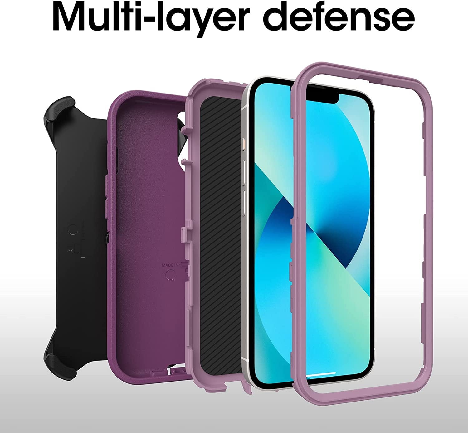 Otter Box 77-85451 Screenless Kickstand Holster Cell Phone Case for Apple iPhone 13, Purple