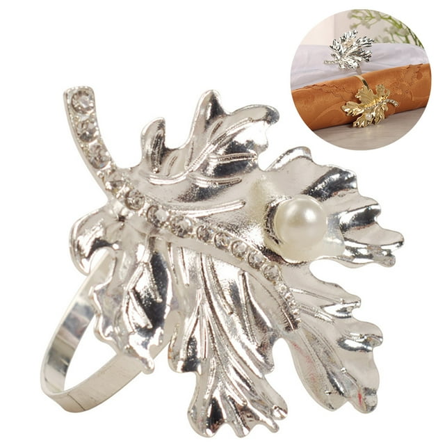 Coofit Napkin Ring Rhinestone Stainless Steel Napkin Wrap Wedding Decor for Banquet