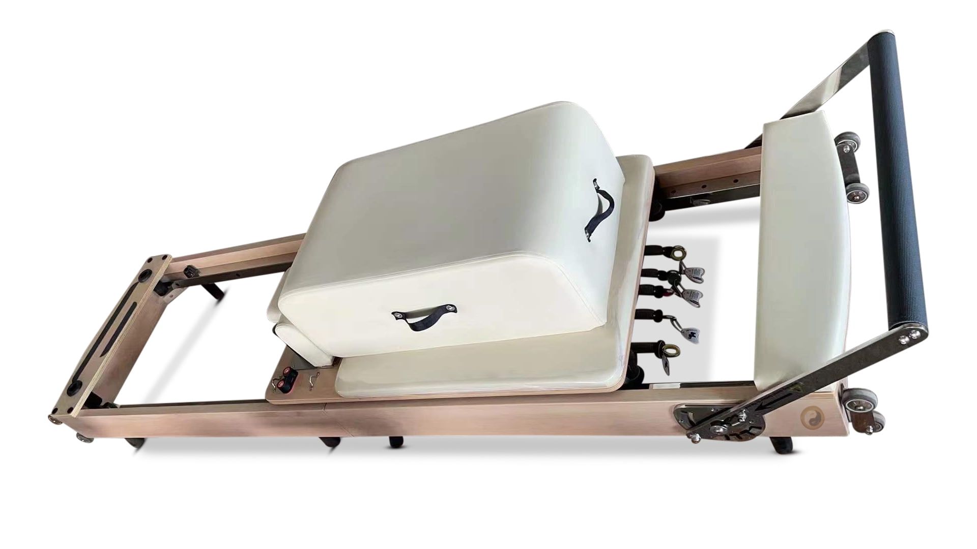 Introducing the Cherry Premium White Wood Pilates Reformer Machine, a top-of-the-line home fitness system suitable for both beginners and professionals alike. This upgraded version of the Nano model offers a unique lagree and pilates experience, allowing users to effortlessly perform a wide range of exercises with confidence.
Crafted from high-quality cherry white wood, this reformer boasts both elegance and durability. The machine features PU high re-spring wheels for smooth movement and a firm wood adjustable rope lock with a strong 0.5 adjustable rope for added stability during workouts. The eco-friendly PU leather cushion offers comfort and flexibility, with an adjustable head pillow height for personalized exercise needs.
Measuring at 92 inches by 27 inches, this reformer provides ample space for stretching and movement. With five adjustable resistance springs offering varying levels of intensity, users can customize their workout to meet their fitness goals. The machine is also foldable and easy to store, making it perfect for those with limited space. Elevate your pilates practice from the comfort of your home with the Cherry Premium White Wood Pilates Reformer Machine.
