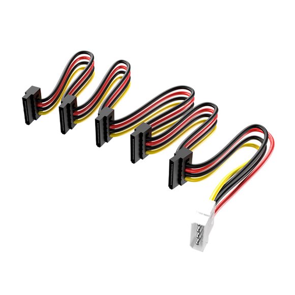 Cables divisores de alimentación SATA de 1 x 4 pines a 5 x 15 pines, cable adaptador de fuente de alimentación SATA, cable conversor para PC, servidor y disco duro.