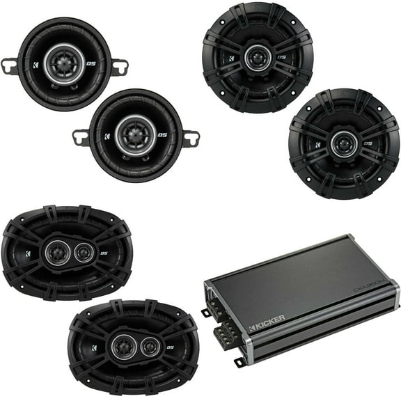 Kicker Compatible with Dodge Ram Truck 2002-2011 Speaker & Amp bundle - DSC 6x9" 3-way speakers, DS 5.25" speakers, And DS 3.5" speakers w/ CX360.4