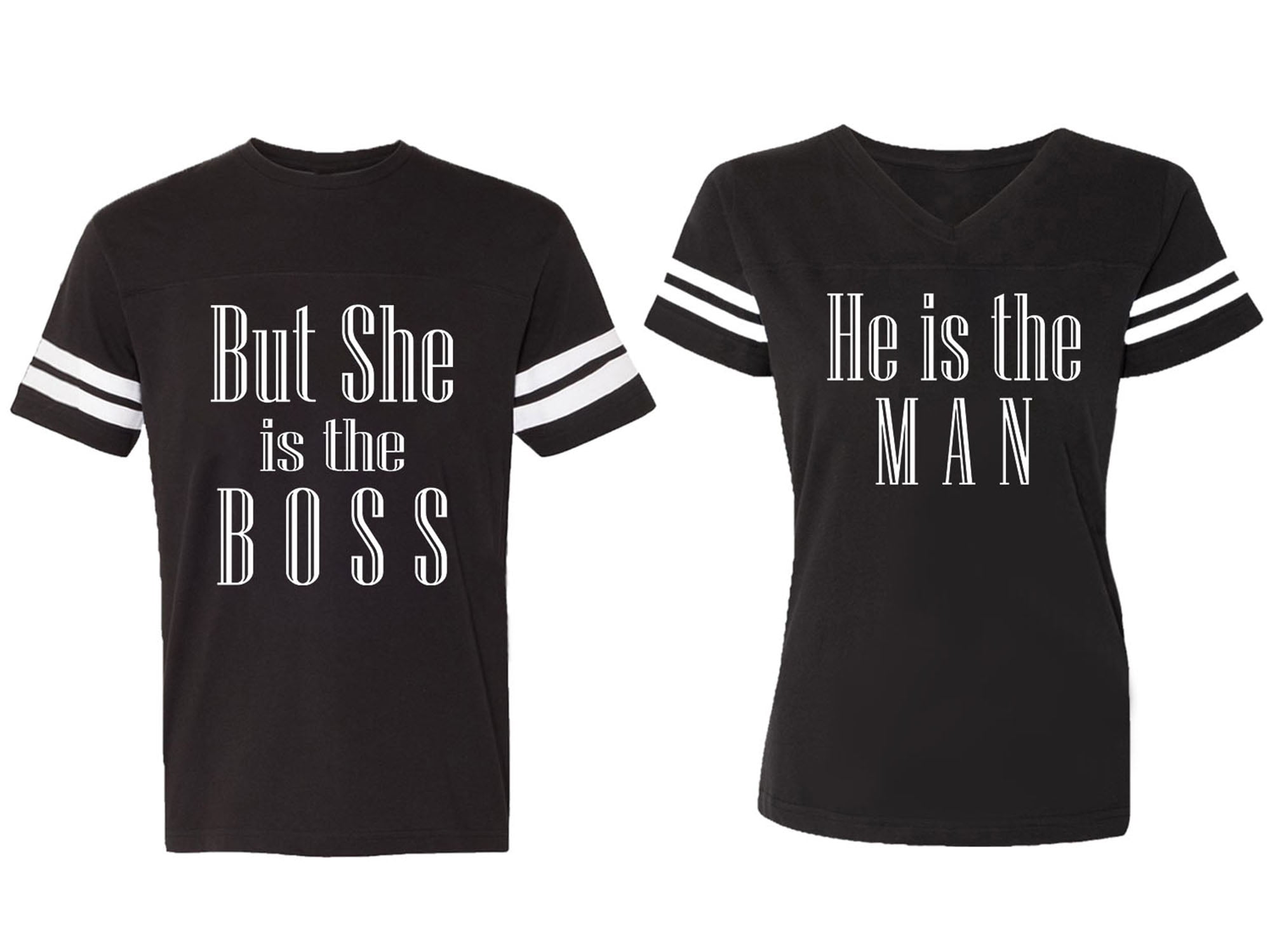 But She Is The Boss He Is The Man Matching Couple Cotton Jerseys Men Black Women Black Men