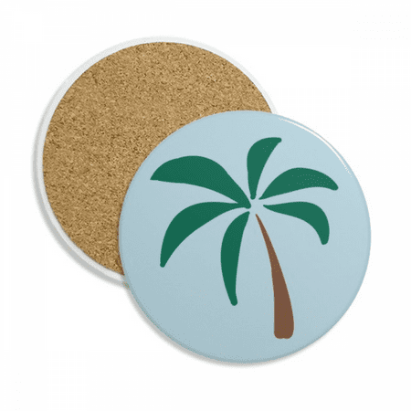 

Coconut Tree Simple Cartoon Coaster Cup Mug Round Holder Absorbent Stone 2pcs