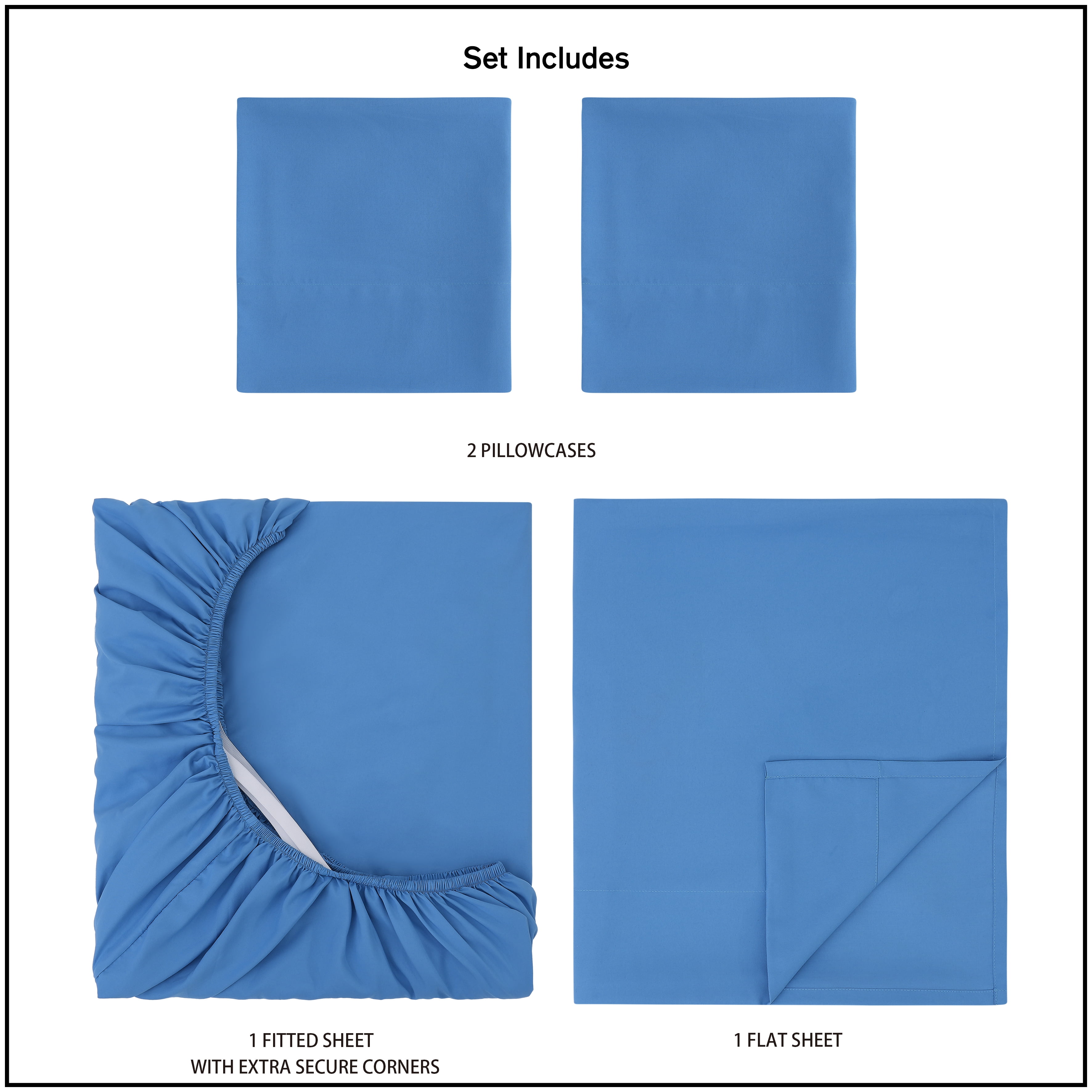 Mainstays by Becky G. & Alejandra 4-Piece Blue Eyes Super Soft Microfiber Bed Sheet Set, Queen
