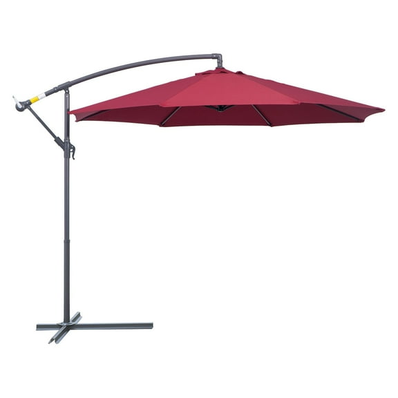 Offset Patio Umbrella 10ft, Cantilever Outdoor Shade, UV & Water Resistant, Tilt Feature - Red