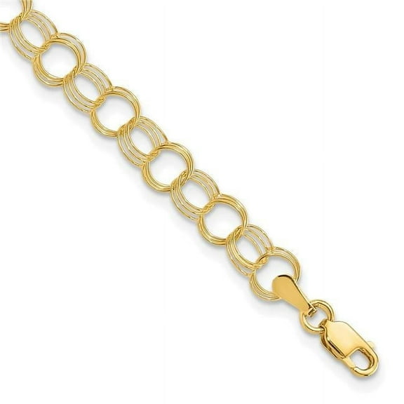 Primal Gold 10 Karat Yellow Gold Triple Link Charm Bracelet