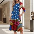 thumbnail image 4 of BOMYJESK 4th Of July Dresses for Women 250th Anniversary Stars Stripes Maxi Dresses Vintage Independence Day Summer Dresses Midi Dresses Elegant Classy Evening Dress for Party Light Blue S, 4 of 7