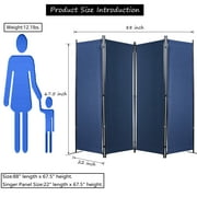 Room Dividers Folding Privacy Screen 4 Panel Partition Temporary Wall Divider Freestanding Separator for Office, Hospital, School