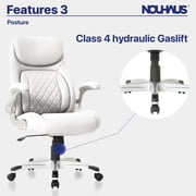 NOUHAUS Posture Ergonomic PU Leather Office Chair, Lumbar Support Executive Desk Chair with FlipAdjust Armrests