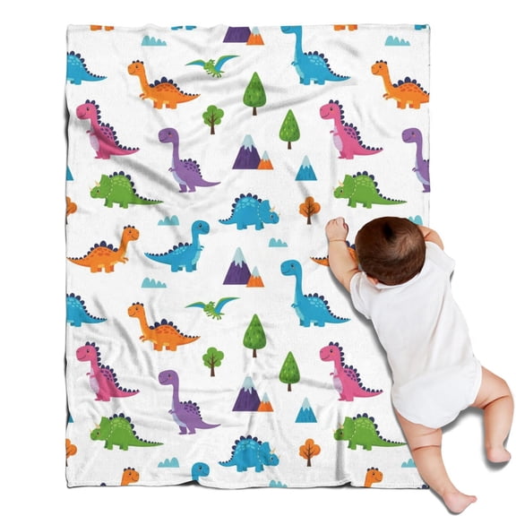 White Dinosaurs Landscapes Pattern Blanket,Comfortable Soft Lamb Wool Throw Blanket,All Season,Warm Lightweight Blankets for Sofa Bed Couch Living Room Chair,30"x40"