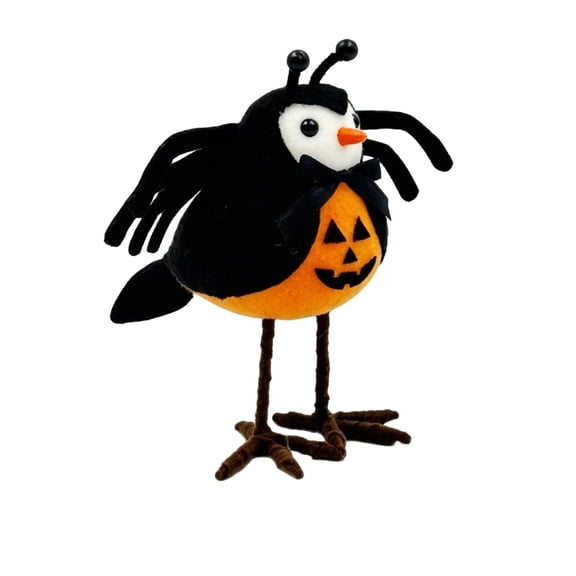 Halloween Fabric Bird Figurine Spider Bat Pumpkin Design Tabletop Ornament Cute Bird Statue Indoor Mantel Shelf Window Home Party Decorations