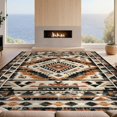 thumbnail image 2 of Design&I 5'x7' Washable Area Rug Round Abstract Tapete Geometric Circle Aztec Stepped Distressed for Small Living Room, Bedroom, Sleek Flatweave Pet Friendly & Non-Slip, 2 of 7
