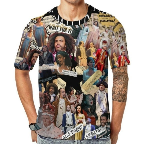 Hamilton The Musical T-Shirt Full Print Short Sleeve Crew Neck Casual Novelty Graphic Tee Shirt Tops for Men Women S